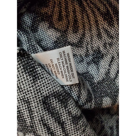 ELLE Fit & Flare Dress Womens Medium Black Geo Print Cotton Cap Sleeve Back Zip - Picture 7 of 7